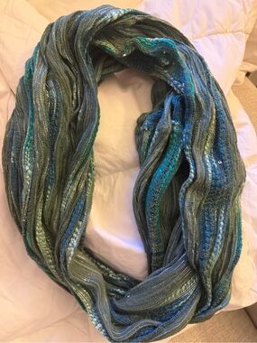 Blue-Green Textured Infinity Scarf